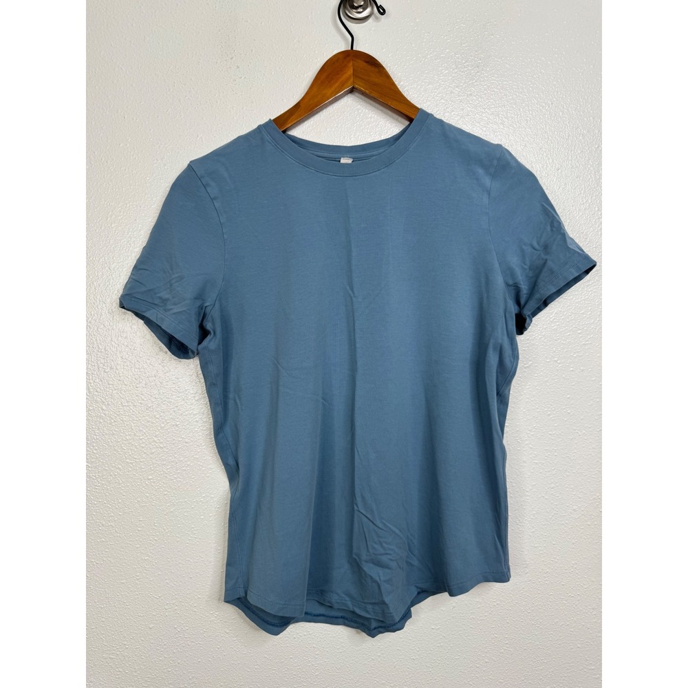 Lululemon Love Crewneck T-Shirt Blue Pima Cotton Short Sleeve Size 6 LW3CPFS
